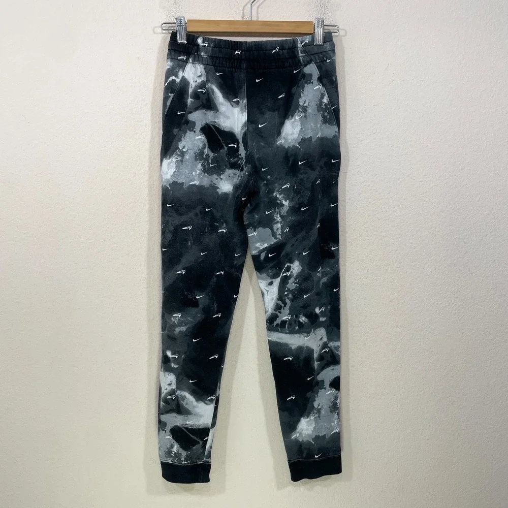 NIKE Boys Sweatpants Size Large All Over Print Gray‎ Space Dye Drawstring Waist